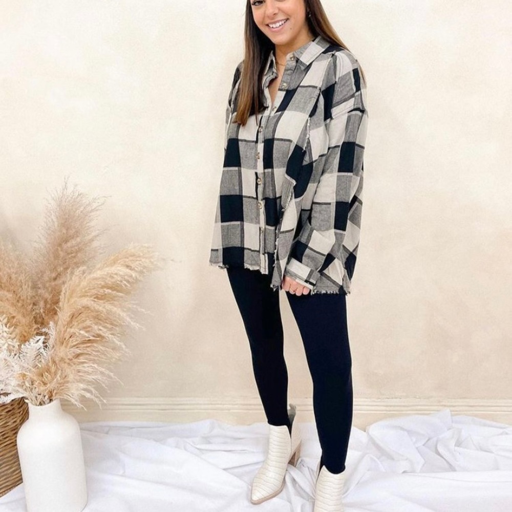 Peplum Plaid Top NWT